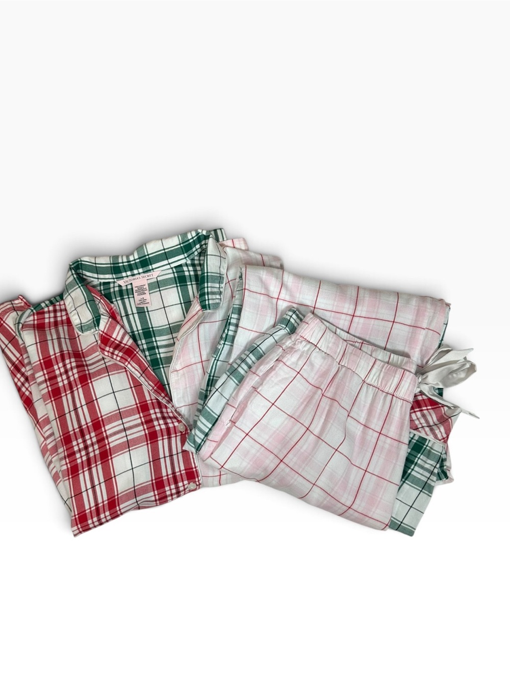 VICTORIA'S SECRET Women's Large Flannel Long Pajama Set Mix Match Plaid - Picture 2 of 15